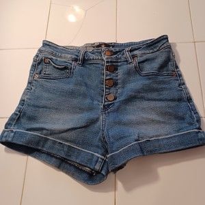 Volcom Denim Shorts Size 28 High-Rise Girlfriend 28Wx2L 11" Waist to Hem, Cuffed